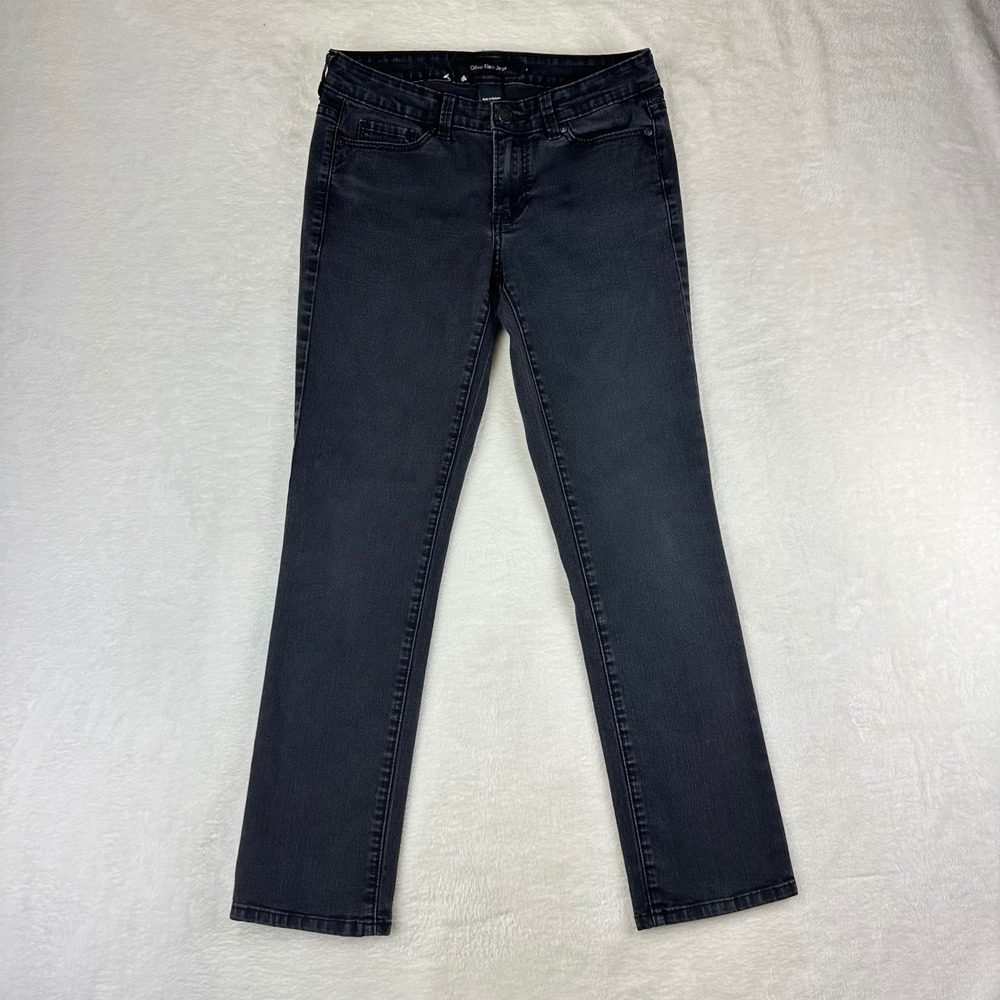 Calvin Klein Jeans Pants Womens Denim Straight Fit 4 Black Stretch Cotton Blend